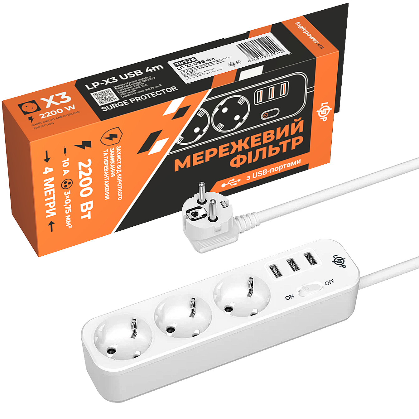 ������� ������ PREMIUM LP-X3 USB 4 � White (2200��) 