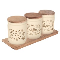 ����� HEREVIN Wooden Set-Beige-Browm Tea-Coffee-Sugar 0.446 (232102-021) 