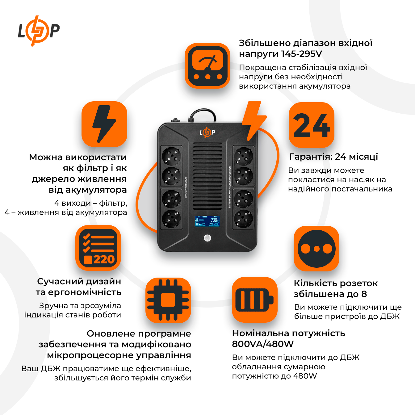 �������-������������� ��� LP-800VA-8PS (480��) 