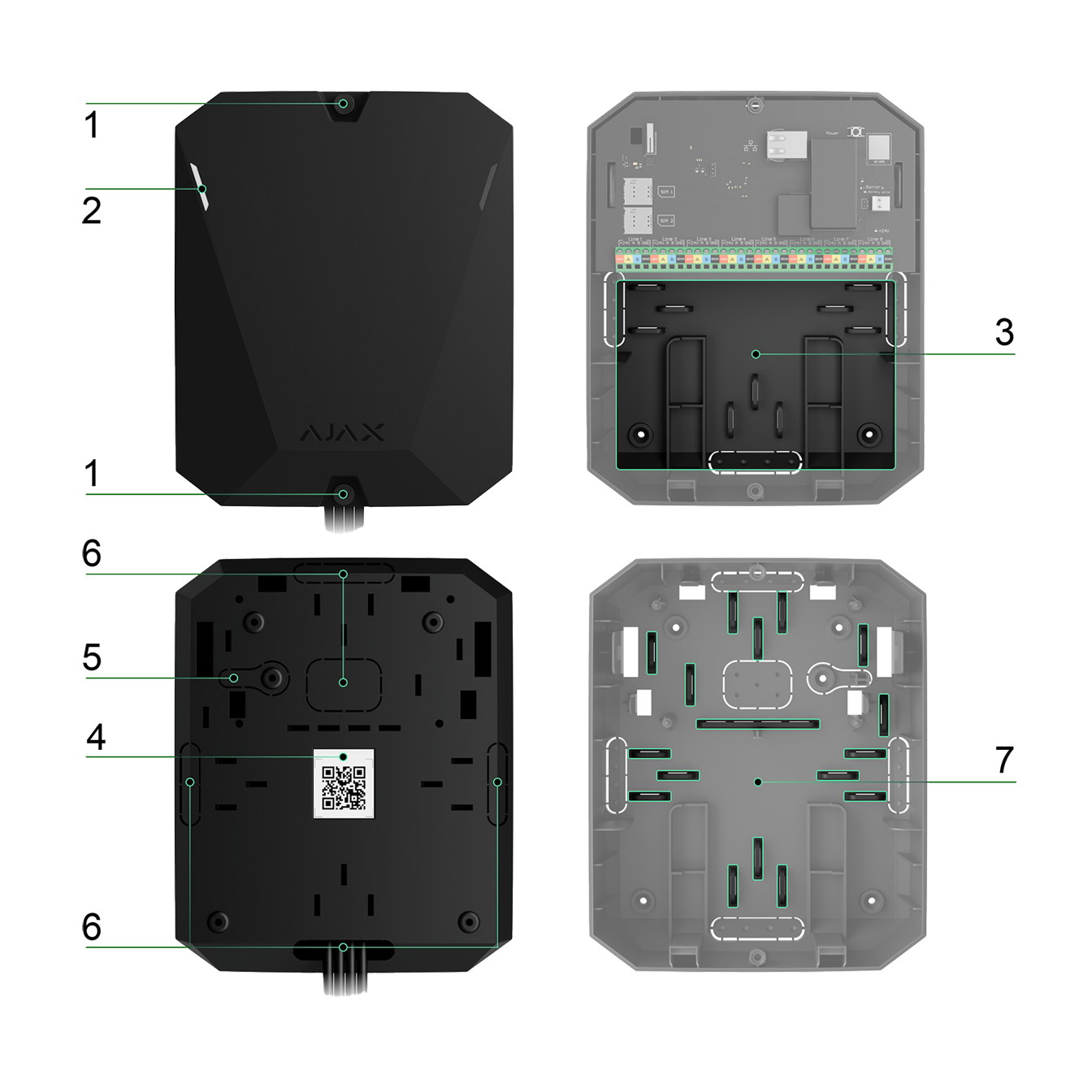 ��������� �������� ������� ������������ AJAX Hub Hybrid (black) 4g 