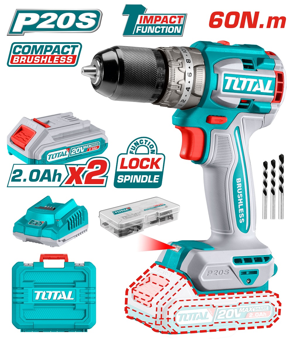 ���������� TOTAL TIDLI20602 �����������, ������� 20�, Li-Ion, 2��. 