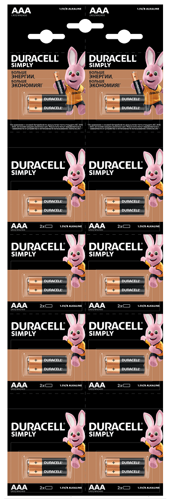 ��������� DURACELL LR03 MN2400 ��.1�2 ��. ������� (������ 2�10) 